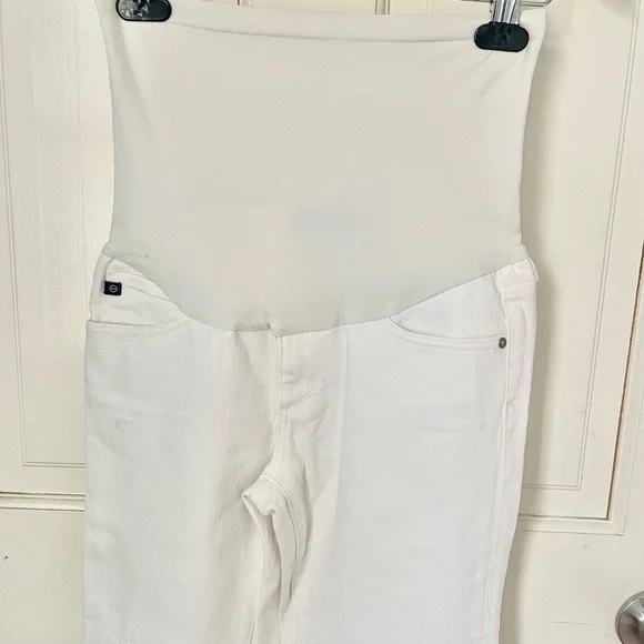 AG Adriano Goldschmied Maternity The Stilt Rollup White 27 Jeans Denim Summer - Picture 4 of 11